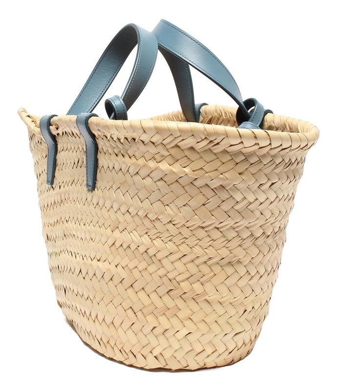 Celine 2-way Basket Bag Tote Bag Shoulder Bag Raffia Calfskin Classic Pannier