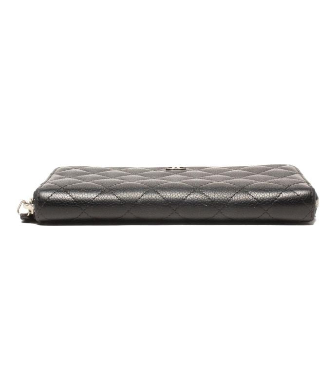 Chanel Round Zipper Long Wallet Silver Hardware Women's Chanel