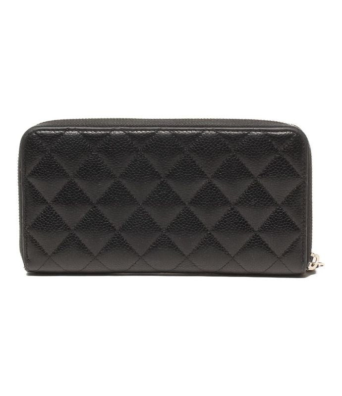 Chanel Round Zipper Long Wallet Silver Hardware Women's Chanel