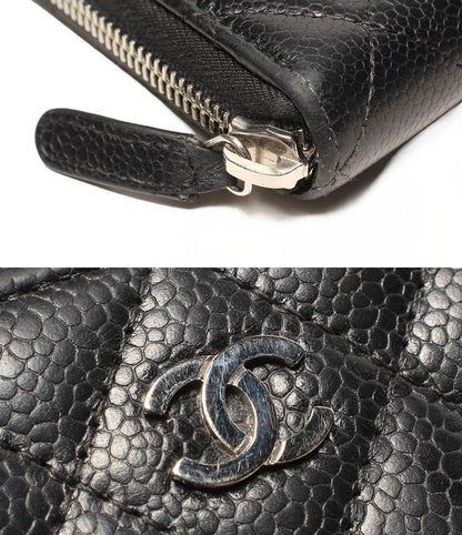 Chanel Round Zipper Long Wallet Silver Hardware Women's Chanel
