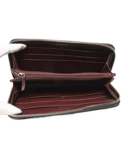Chanel Round Zipper Long Wallet Silver Hardware Women's Chanel