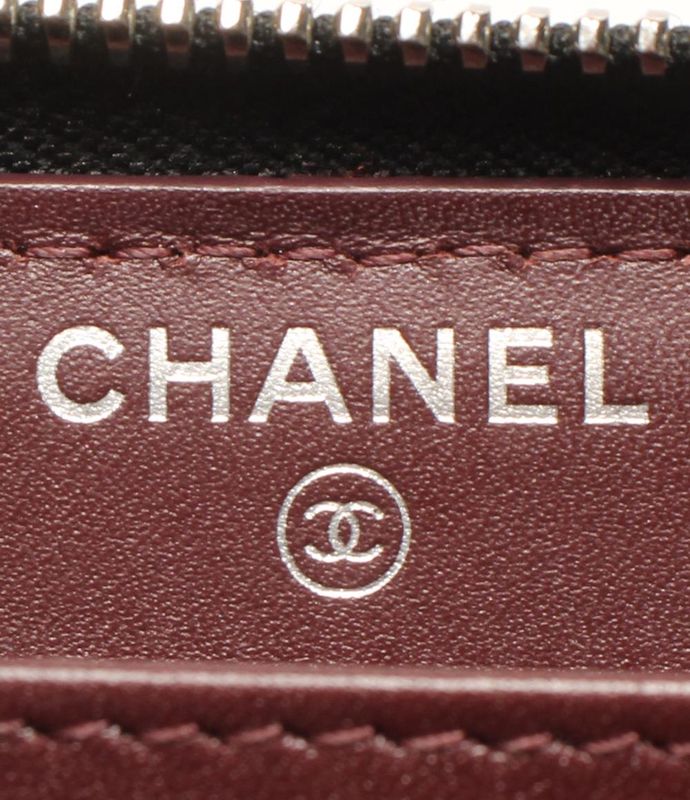 Chanel Round Zipper Long Wallet Silver Hardware Women's Chanel