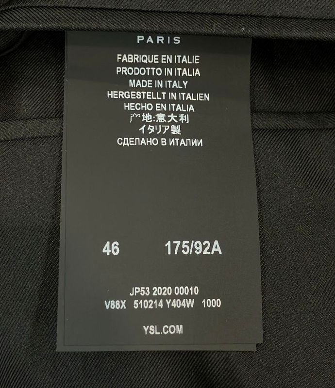 Saint Laurent Paris Tailored Jacket Men's SIZE 46 (M) Saint Laurent Paris