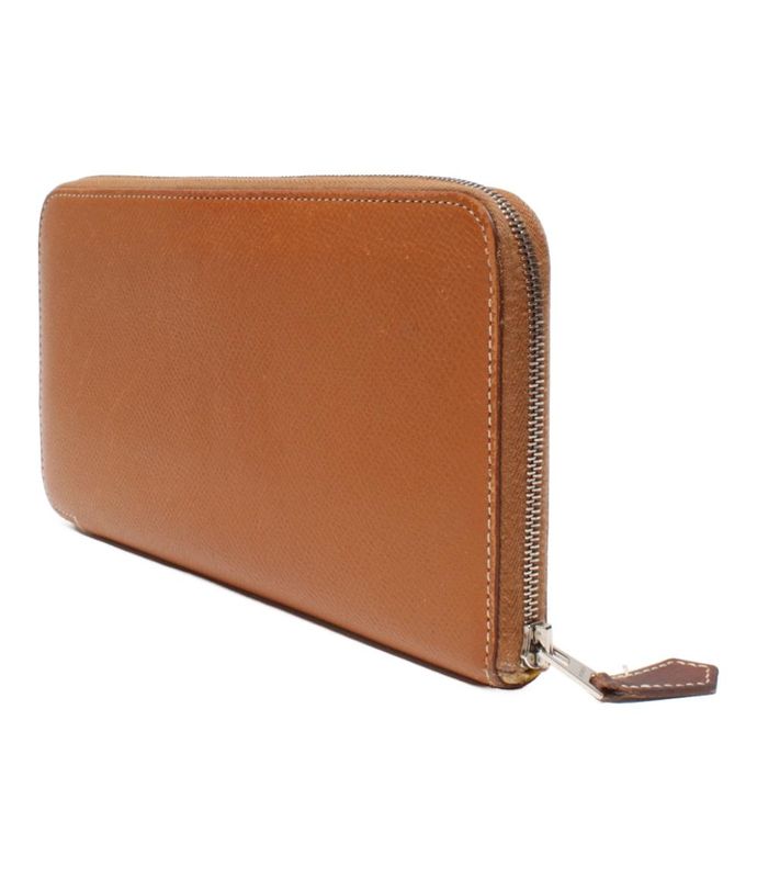 Hermes Round Zipper Long Wallet Engraved C Silver Hardware Silk Quinn Azap Long