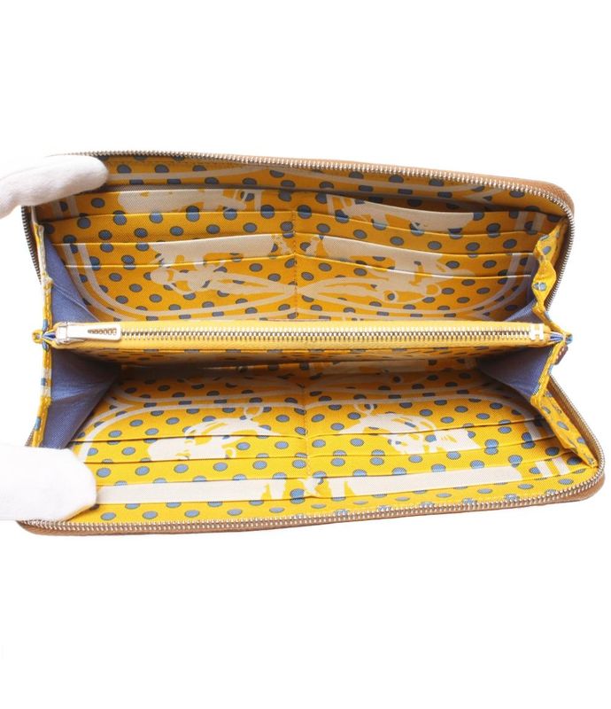 Hermes Round Zipper Long Wallet Engraved C Silver Hardware Silk Quinn Azap Long