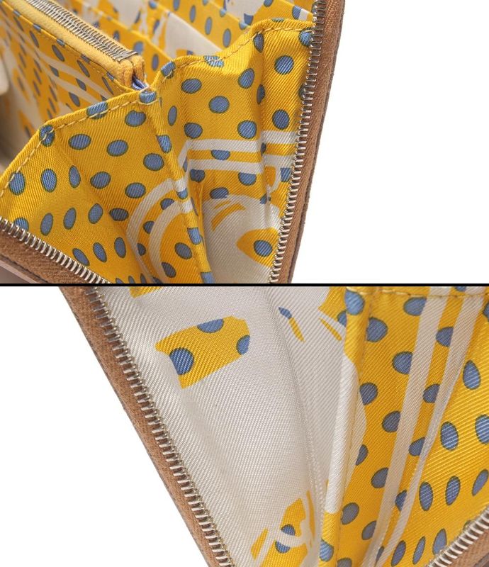 Hermes Round Zipper Long Wallet Engraved C Silver Hardware Silk Quinn Azap Long