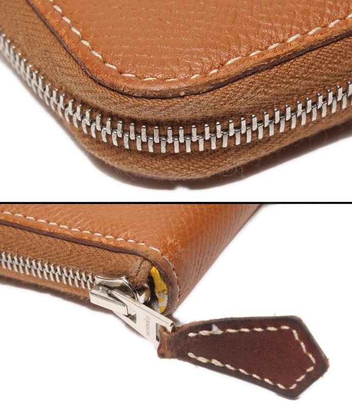 Hermes Round Zipper Long Wallet Engraved C Silver Hardware Silk Quinn Azap Long