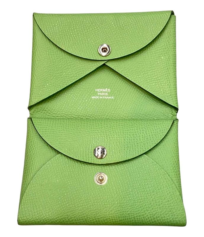 Hermes Card Case Coin Case U Engraved Silver Hardware Galvi Duo Women Men Hermes