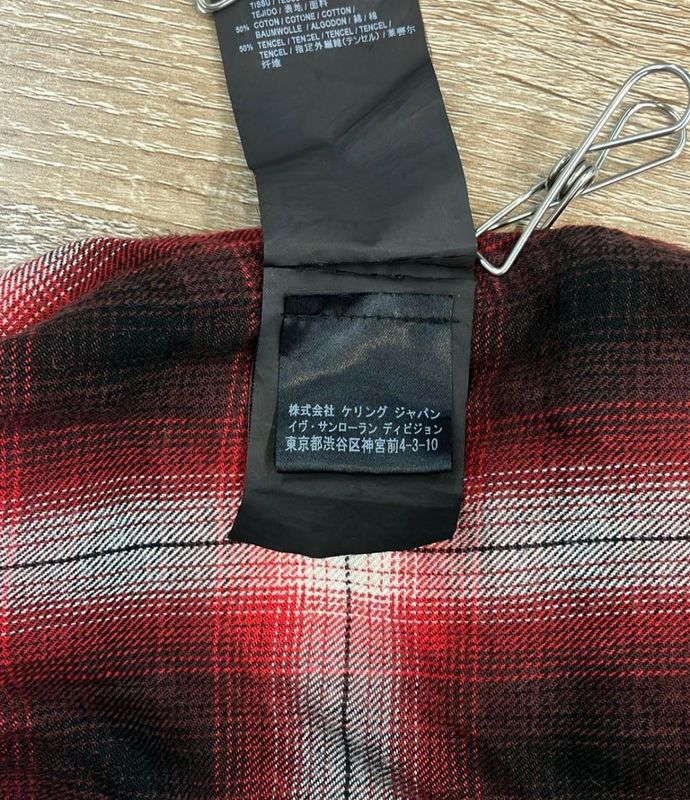 Saint Laurent 15aw Regular Collar Check Shirt 398063 Men's Size M Saint Laurent