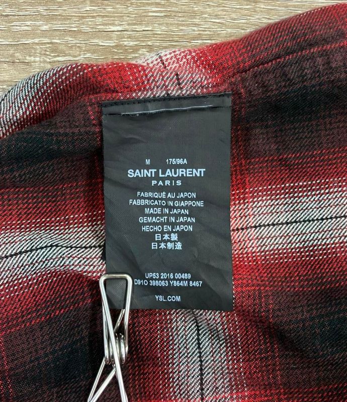 Saint Laurent 15aw Regular Collar Check Shirt 398063 Men's Size M Saint Laurent