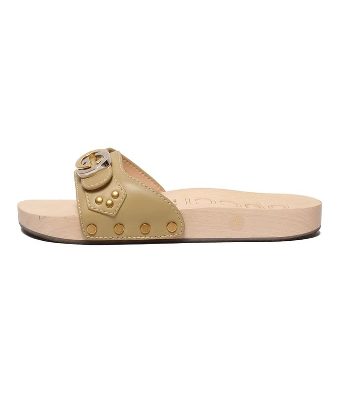 Gucci Wood Slide Sandals Interlocking Women's Size 37 (L) Gucci