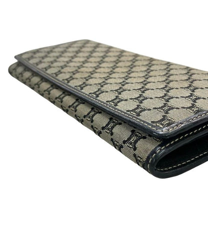 Celine Bifold Long Wallet Macadam Pattern Canvas Scuff Zipper Women's Celine