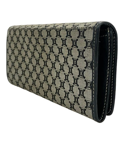 Celine Bifold Long Wallet Macadam Pattern Canvas Scuff Zipper Women's Celine