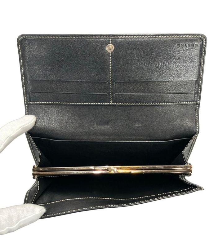 Celine Bifold Long Wallet Macadam Pattern Canvas Scuff Zipper Women's Celine