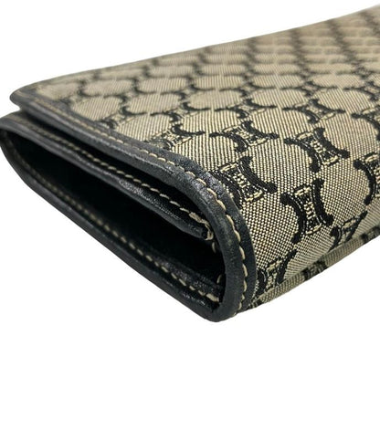 Celine Bifold Long Wallet Macadam Pattern Canvas Scuff Zipper Women's Celine
