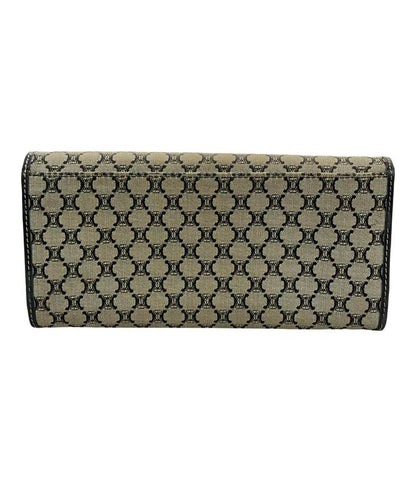 Celine Bifold Long Wallet Macadam Pattern Canvas Scuff Zipper Women's Celine
