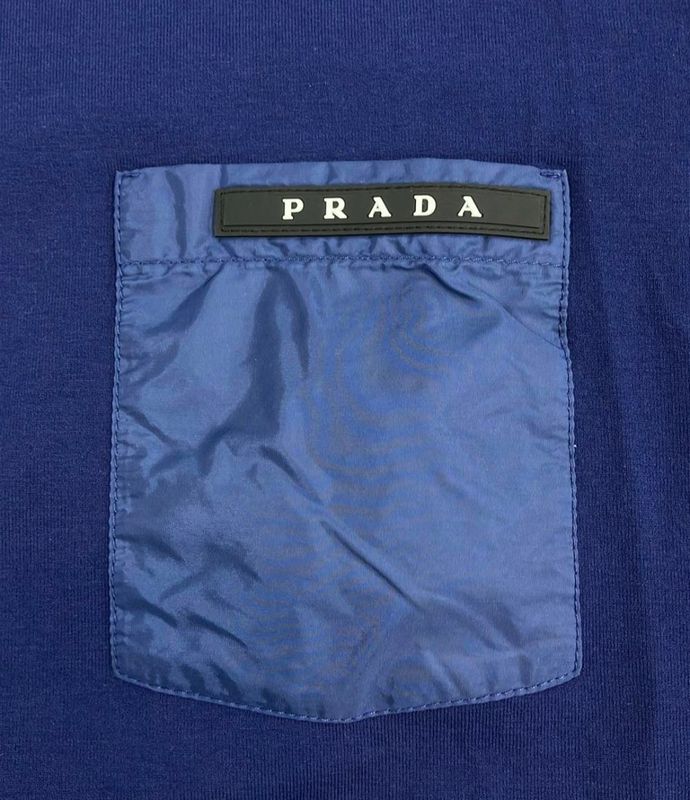 Prada Rubber Logo Nylon Pocket T-shirt Men's SIZE S Prada