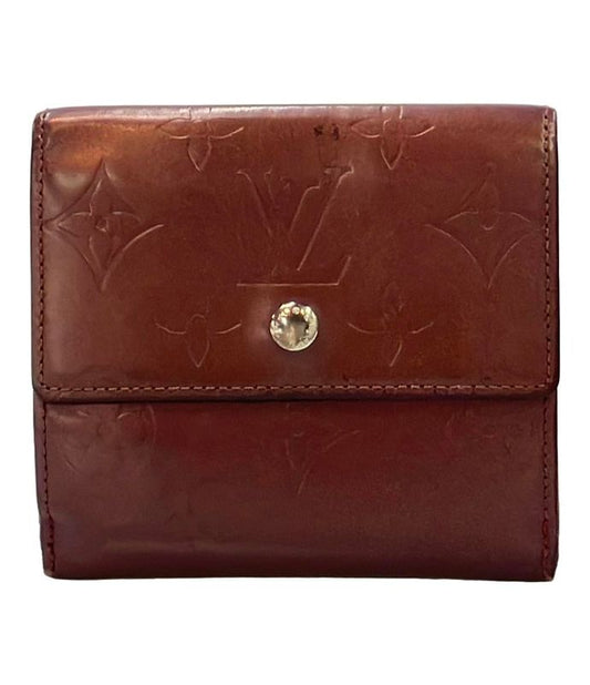 Louis Vuitton W Hook Trifold Wallet Monogram Matte Porte Monet Bier Carte Cles