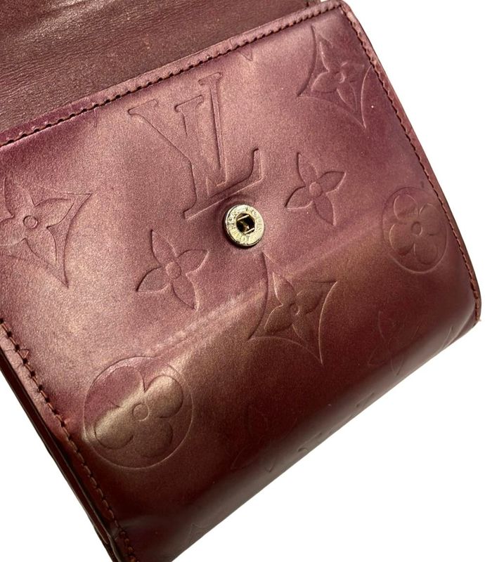 Louis Vuitton W Hook Trifold Wallet Monogram Matte Porte Monet Bier Carte Cles