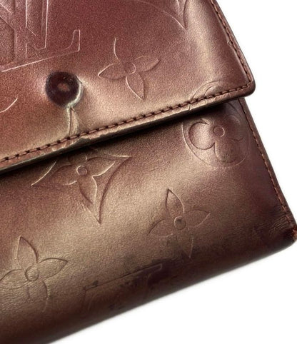 Louis Vuitton W Hook Trifold Wallet Monogram Matte Porte Monet Bier Carte Cles