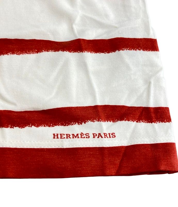 Hermes Short Sleeve T-Shirt Striped Pattern Womens Size Sm Hermes