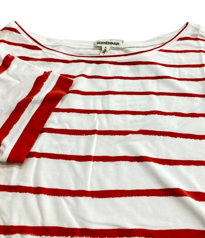 Hermes Short Sleeve T-Shirt Striped Pattern Womens Size Sm Hermes