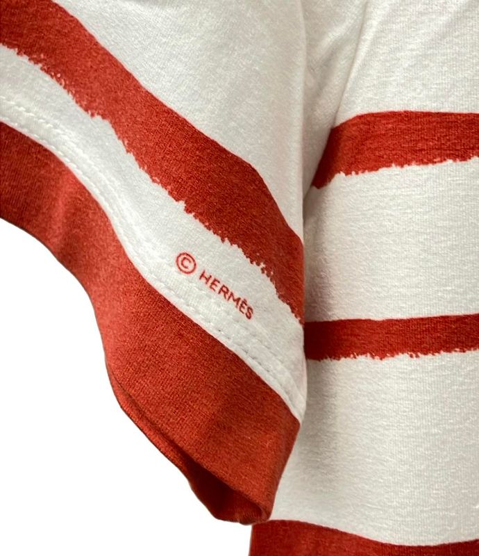 Hermes Short Sleeve T-Shirt Striped Pattern Womens Size Sm Hermes