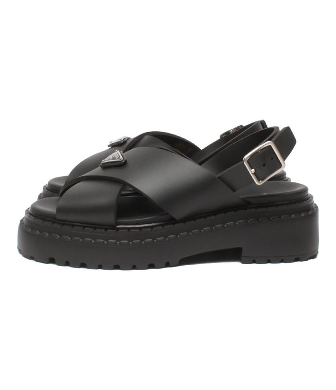 Prada Monolith Rubber Sandals Thick Sole 1x382n 3LKK Women's SIZE 37 23.5cm