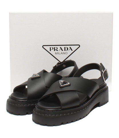 Prada Monolith Rubber Sandals Thick Sole 1x382n 3LKK Women's SIZE 37 23.5cm