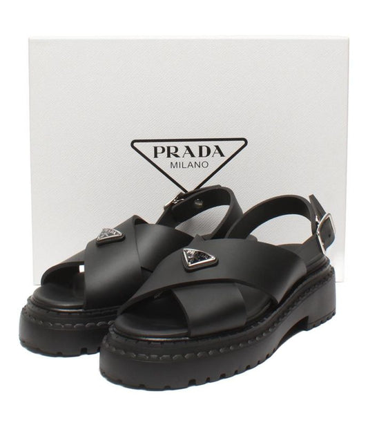 Prada Monolith Rubber Sandals Thick Sole 1x382n 3LKK Women's SIZE 37 23.5cm