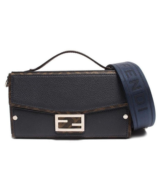 Fendi Crossbody Bag Shoulder Bag Ff Logo Silver Hardware Baguette Soft Trunk