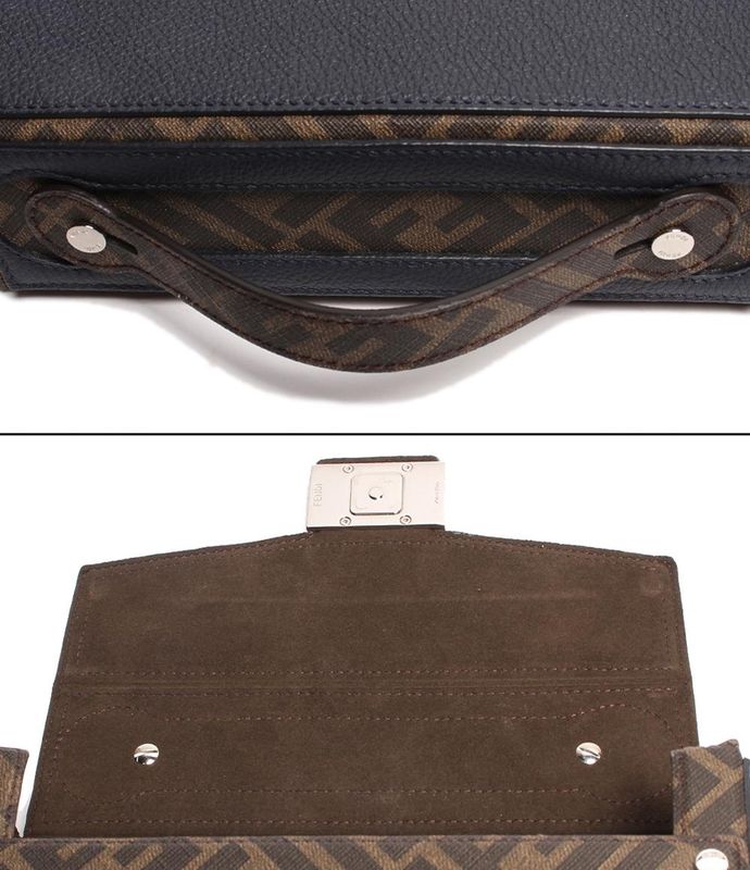 Fendi Crossbody Bag Shoulder Bag Ff Logo Silver Hardware Baguette Soft Trunk