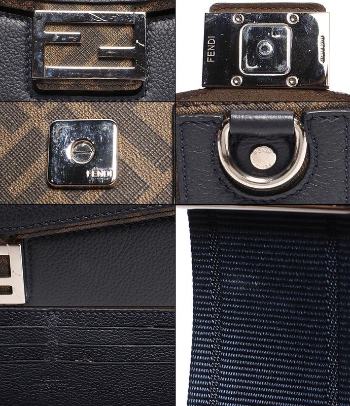 Fendi Crossbody Bag Shoulder Bag Ff Logo Silver Hardware Baguette Soft Trunk