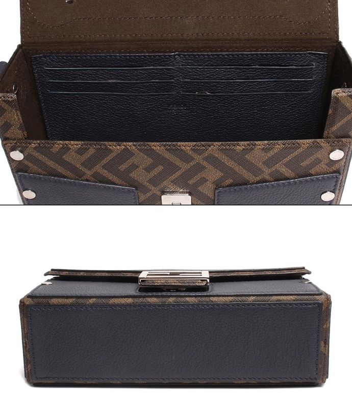 Fendi Crossbody Bag Shoulder Bag Ff Logo Silver Hardware Baguette Soft Trunk