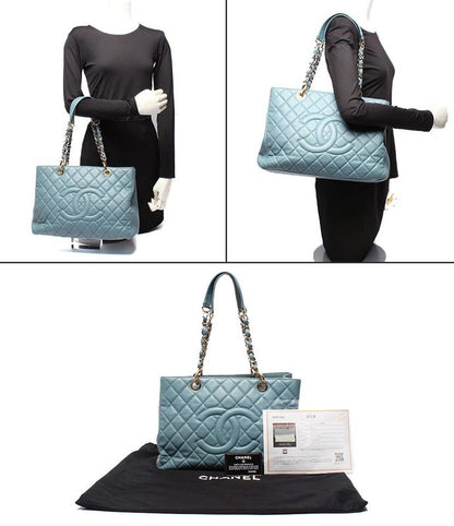 Chanel Gst Chain Tote Bag Caviar Skin Gold Hardware Shoulder Women's Chanel