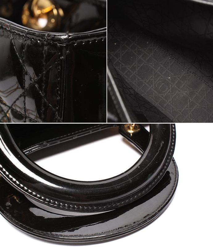 Christian Dior 2way Handbag Shoulder Bag Shoulder Patent Leather Lady Dior