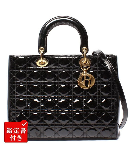 Christian Dior 2way Handbag Shoulder Bag Shoulder Patent Leather Lady Dior