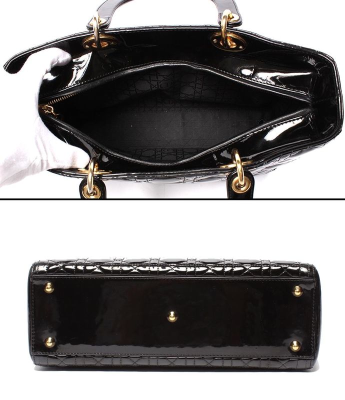 Christian Dior 2way Handbag Shoulder Bag Shoulder Patent Leather Lady Dior