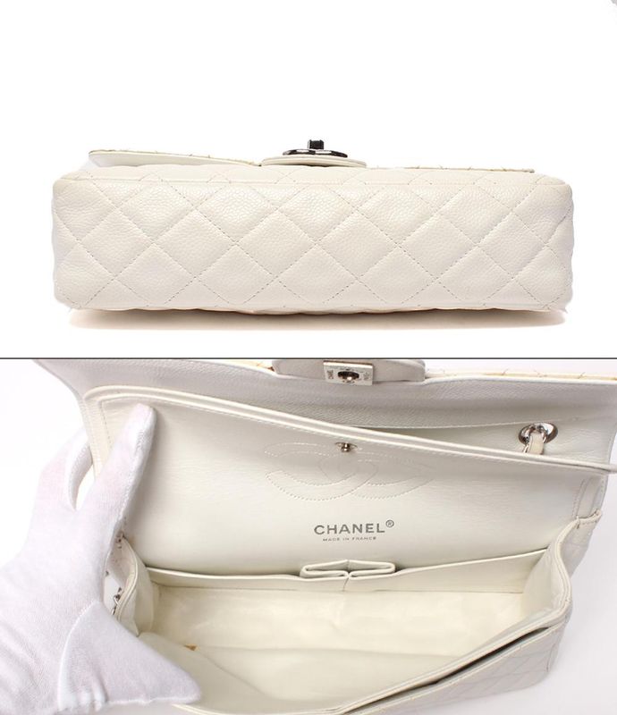 Chanel Shoulder Bag Shoulder Double Flap Double Chain Silver Hardware Caviar