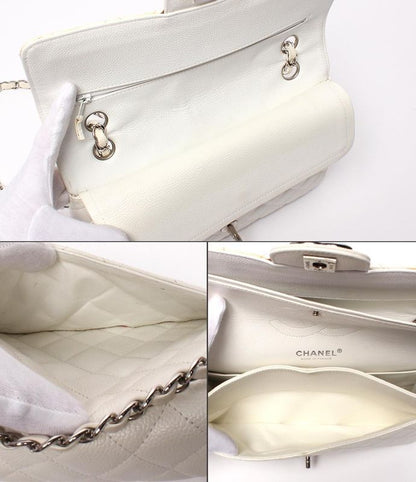 Chanel Shoulder Bag Shoulder Double Flap Double Chain Silver Hardware Caviar