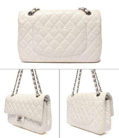 Chanel Shoulder Bag Shoulder Double Flap Double Chain Silver Hardware Caviar