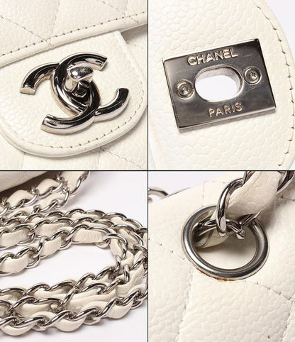 Chanel Shoulder Bag Shoulder Double Flap Double Chain Silver Hardware Caviar