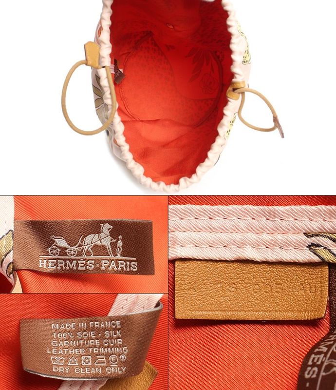 Hermes 2-Way Handbag Draw String X Engraved Silver Hardware Musardine Rose