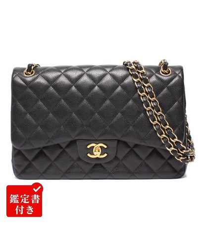 Chanel Chain Shoulder Bag Double Chain Double Flap Caviar Skin 16th Matelasse