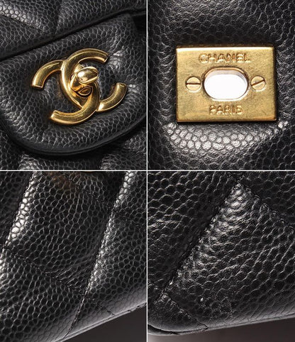 Chanel Chain Shoulder Bag Double Chain Double Flap Caviar Skin 16th Matelasse