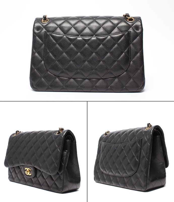 Chanel Chain Shoulder Bag Double Chain Double Flap Caviar Skin 16th Matelasse