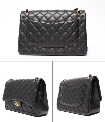 Chanel Chain Shoulder Bag Double Chain Double Flap Caviar Skin 16th Matelasse