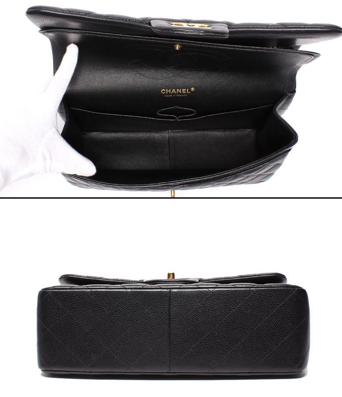 Chanel Chain Shoulder Bag Double Chain Double Flap Caviar Skin 16th Matelasse