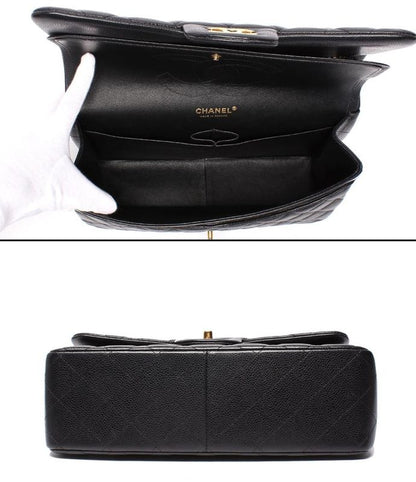 Chanel Chain Shoulder Bag Double Chain Double Flap Caviar Skin 16th Matelasse