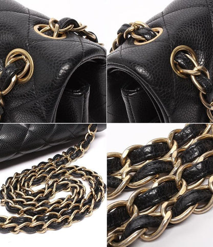 Chanel Chain Shoulder Bag Double Chain Double Flap Caviar Skin 16th Matelasse